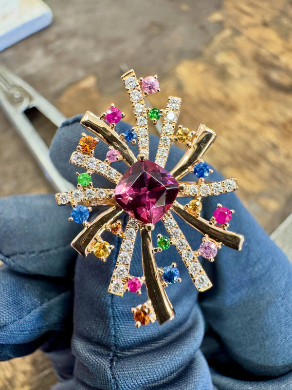 Bague Or Rose Grenat Rhodolite