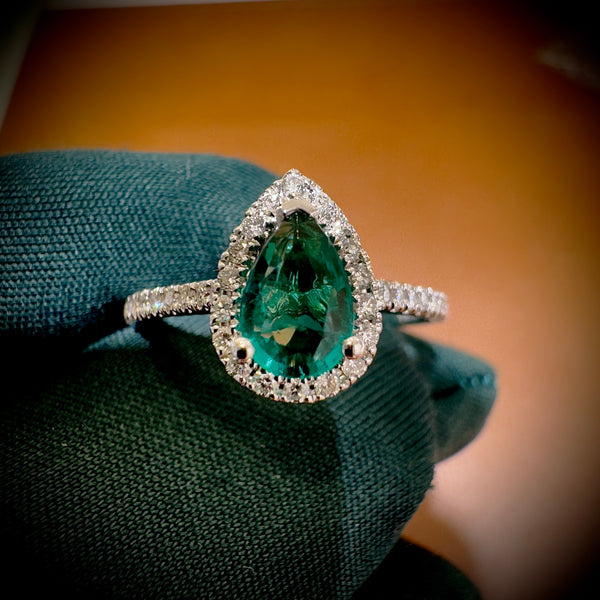 Bague Or Blanc Émeraude