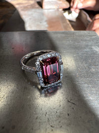 Bague Or Blanc Tourmaline Rose
