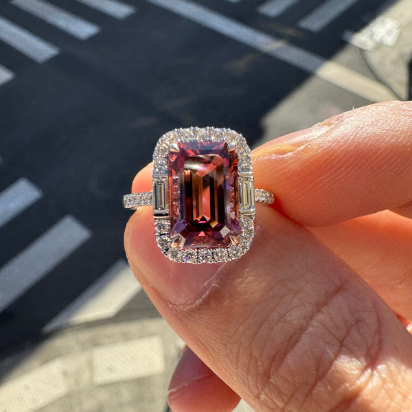 Bague Or Blanc Tourmaline Rose